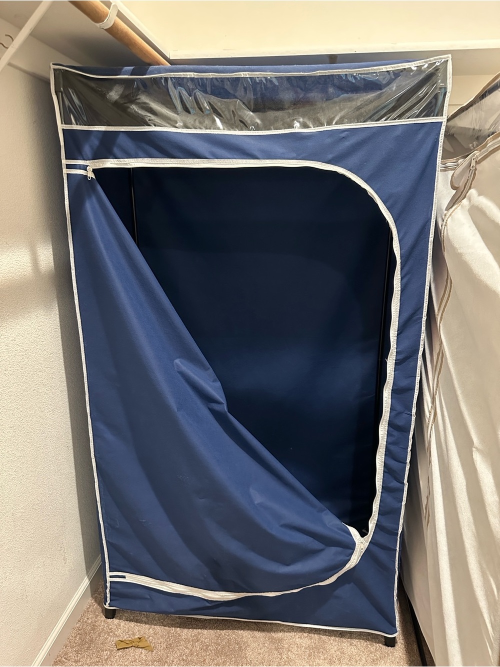 Blue Fabric Wardrobe Closet Organizer - Unbranded